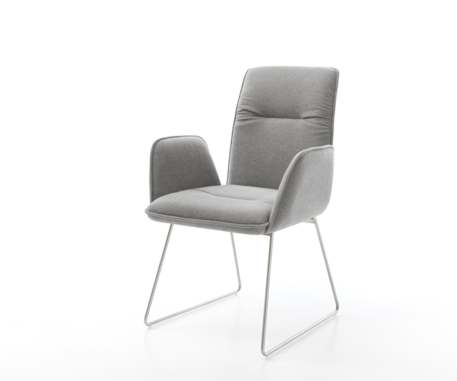 Jedálenská stolička Vinja-Flex štruktúrovaná látka mäkký sivá tenká podstava nerezová oceľ