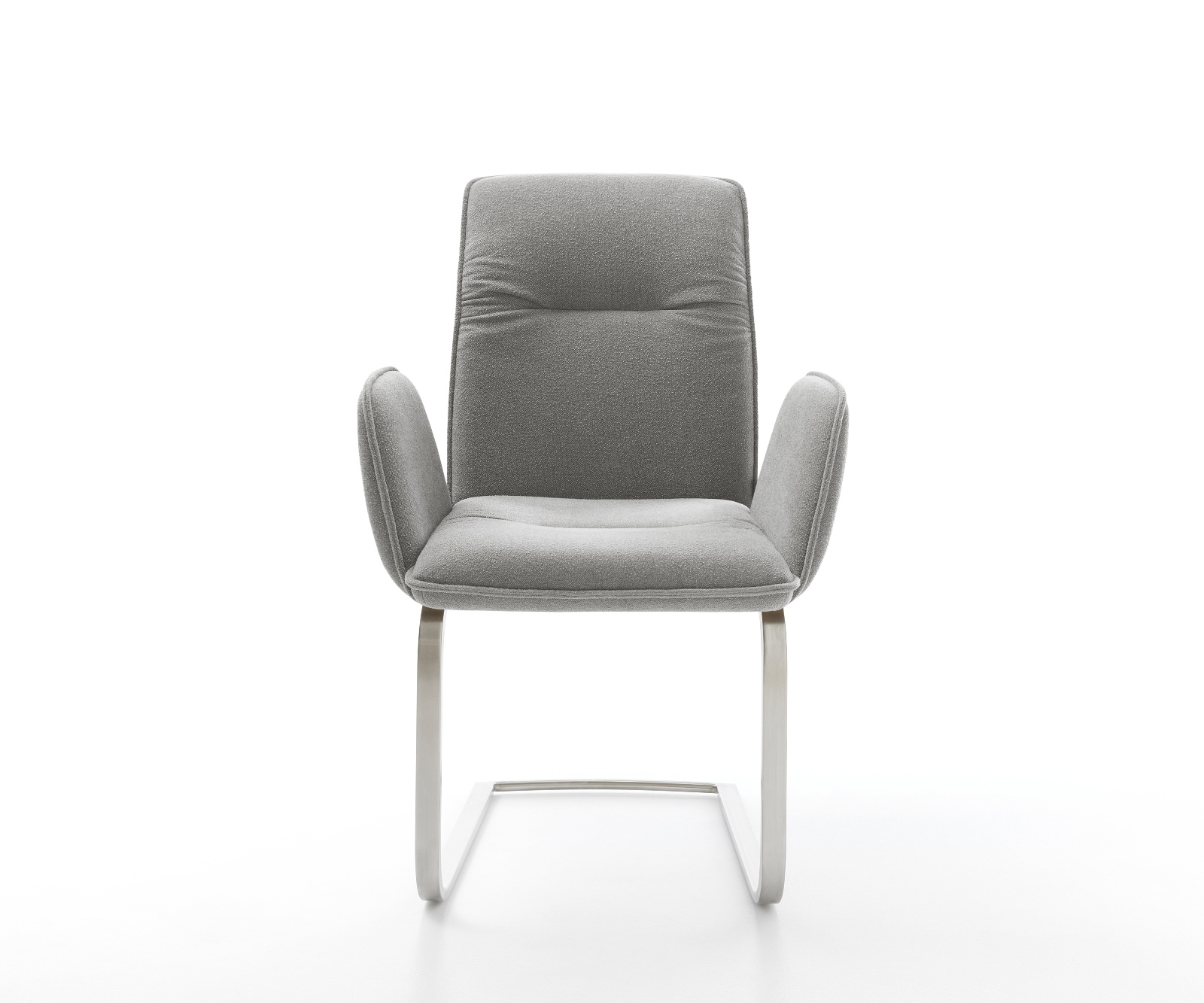 Konzolová jedálenská stolička Vinja-Flex štruktúrovaná látka mäkký sivá konzolová jedálenská stolička plochý nerezová oceľ - Image 2