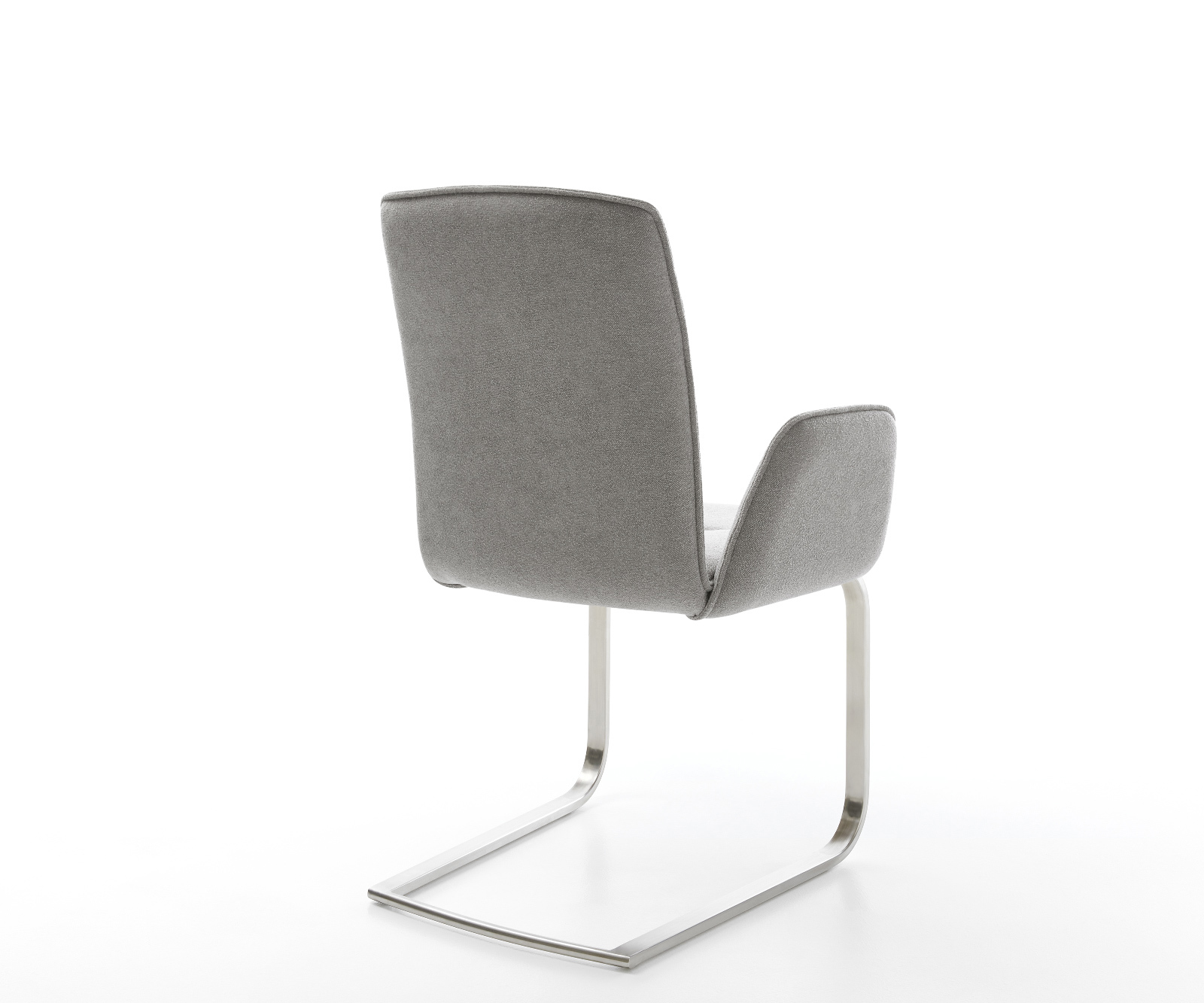 Konzolová jedálenská stolička Vinja-Flex štruktúrovaná látka mäkký sivá konzolová jedálenská stolička plochý nerezová oceľ - Image 5