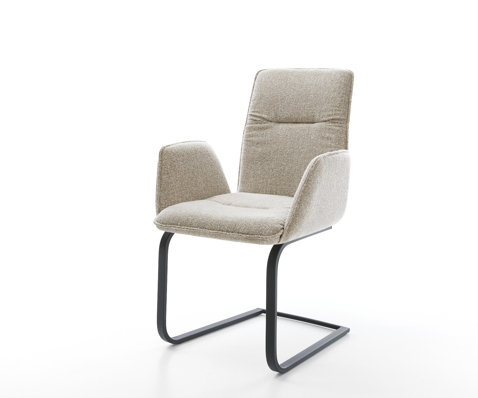 Konzolová jedálenská stolička Vinja-Flex tkanina mäkká béžová konzolová jedálenská stolička plochá čierna