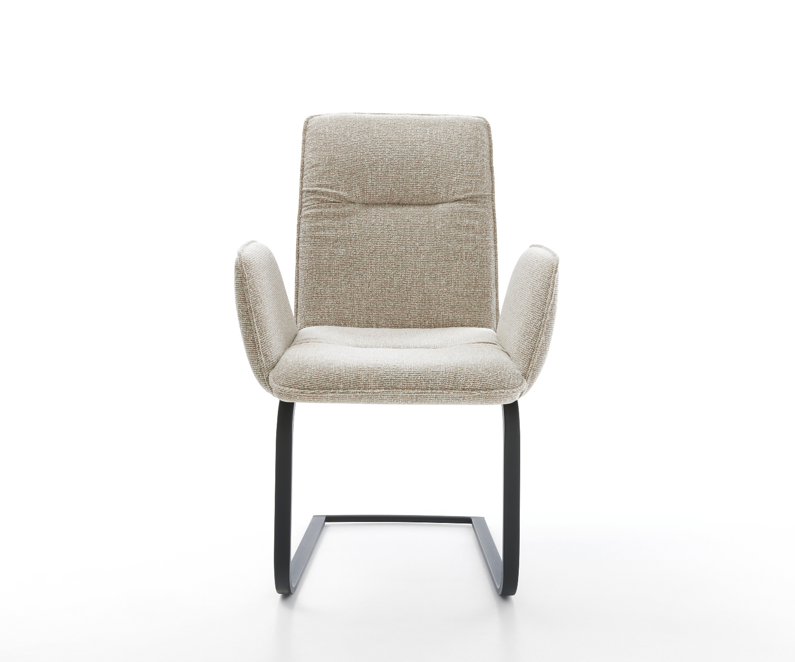 Konzolová jedálenská stolička Vinja-Flex tkanina mäkká béžová konzolová jedálenská stolička plochá čierna - Image 2