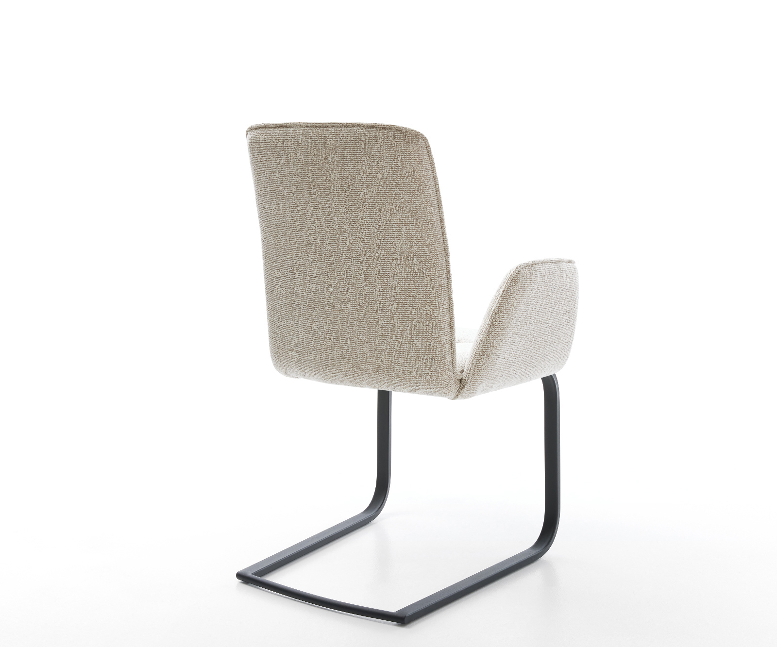 Konzolová jedálenská stolička Vinja-Flex tkanina mäkká béžová konzolová jedálenská stolička plochá čierna - Image 5