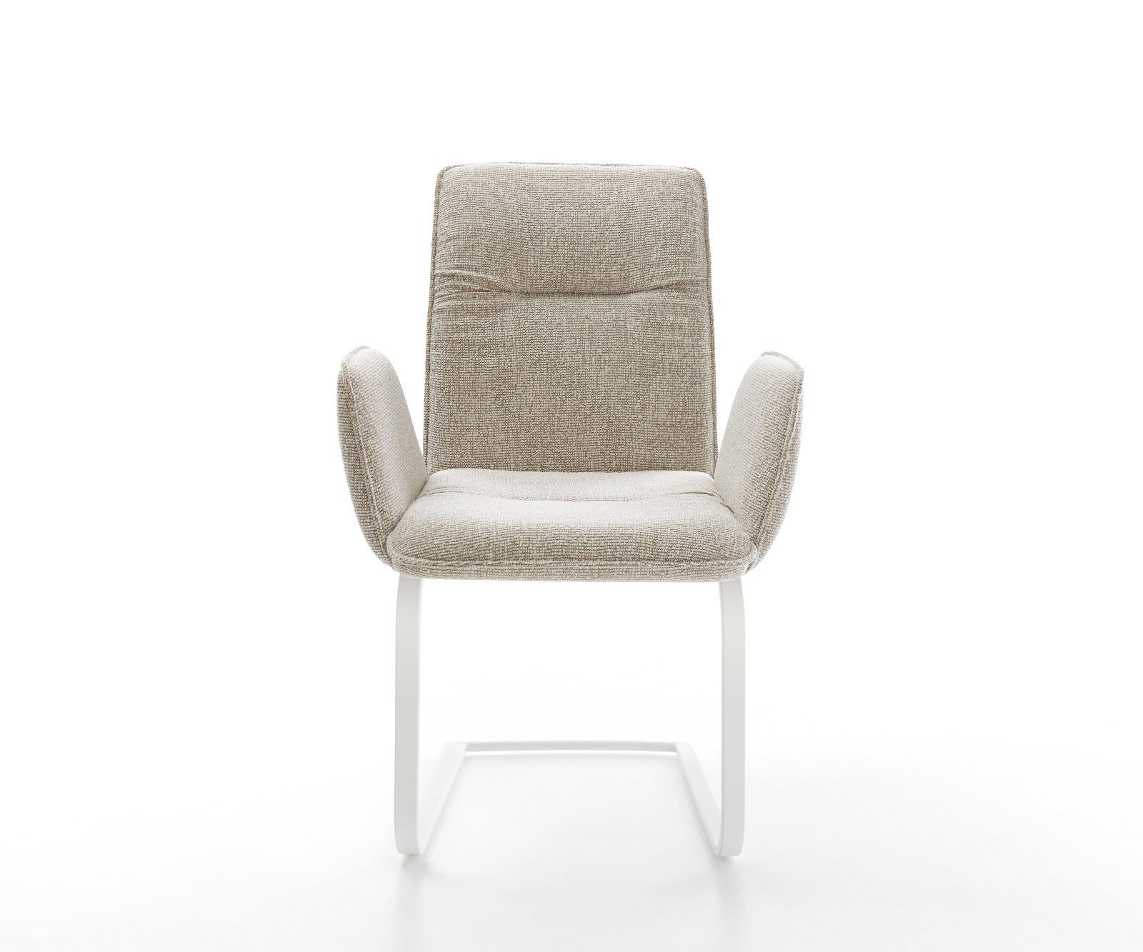 Konzolová jedálenská stolička Vinja-Flex tkanina mäkká béžová konzolová jedálenská stolička plochá biela - Image 2