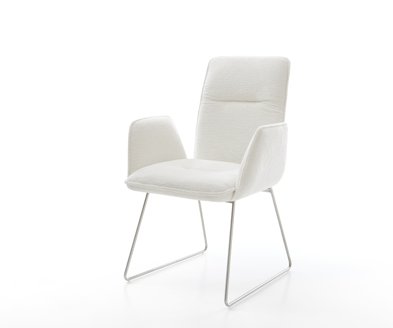 Jedálenská stolička Vinja-Flex bouclé mäkký béžová tenká podstava nerezová oceľ