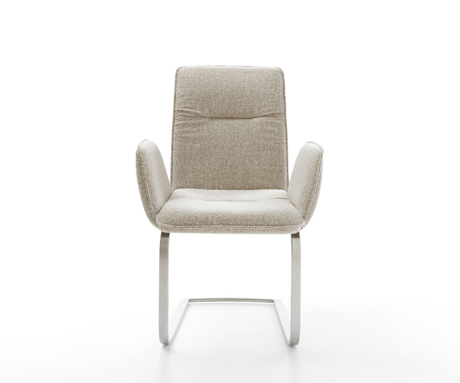 Konzolová jedálenská stolička Vinja-Flex tkanina mäkká béžová konzolová jedálenská stolička plochá nerezová oceľ - Image 2