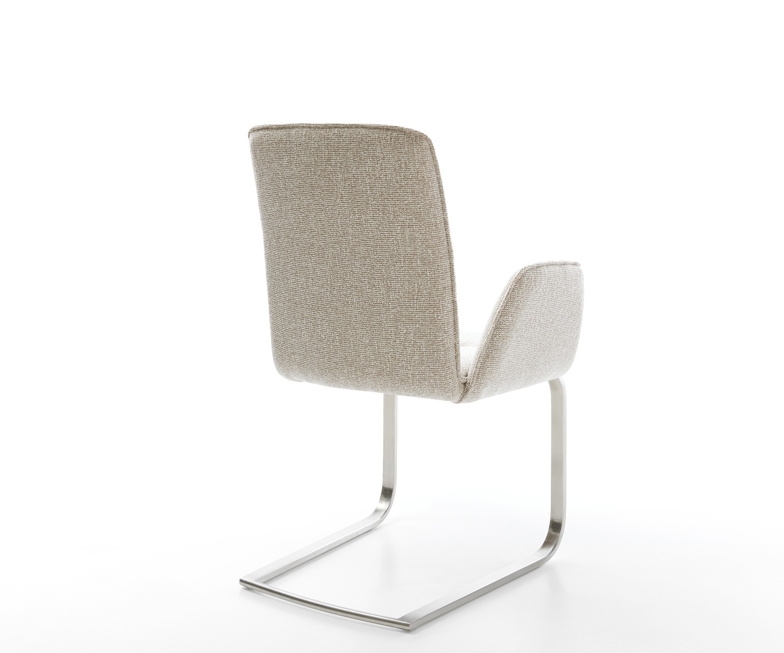 Konzolová jedálenská stolička Vinja-Flex tkanina mäkká béžová konzolová jedálenská stolička plochá nerezová oceľ - Image 5