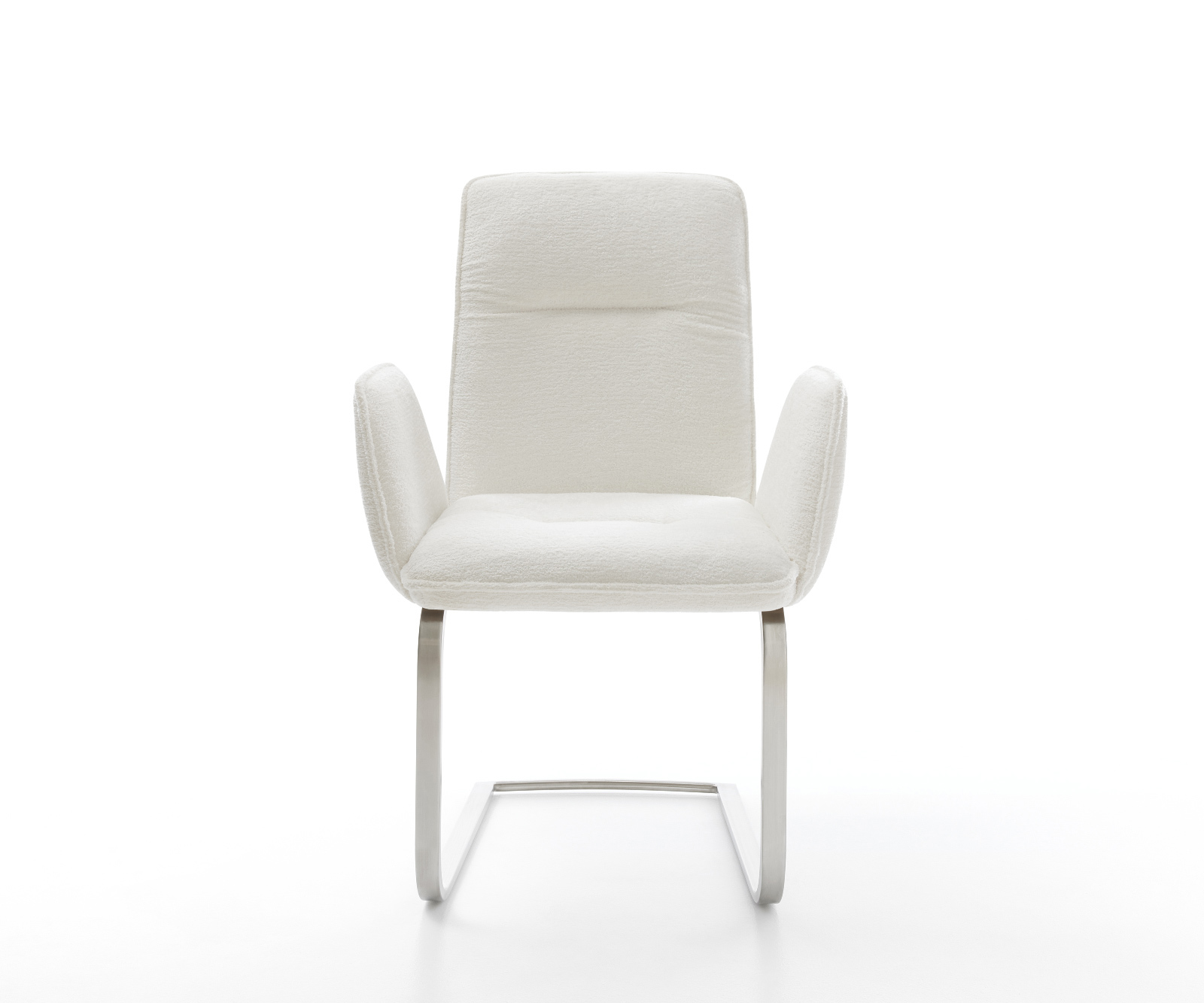 Konzolová jedálenská stolička Vinja-Flex bouclé mäkký béžová konzolová jedálenská stolička plochý nerezová oceľ - Image 2