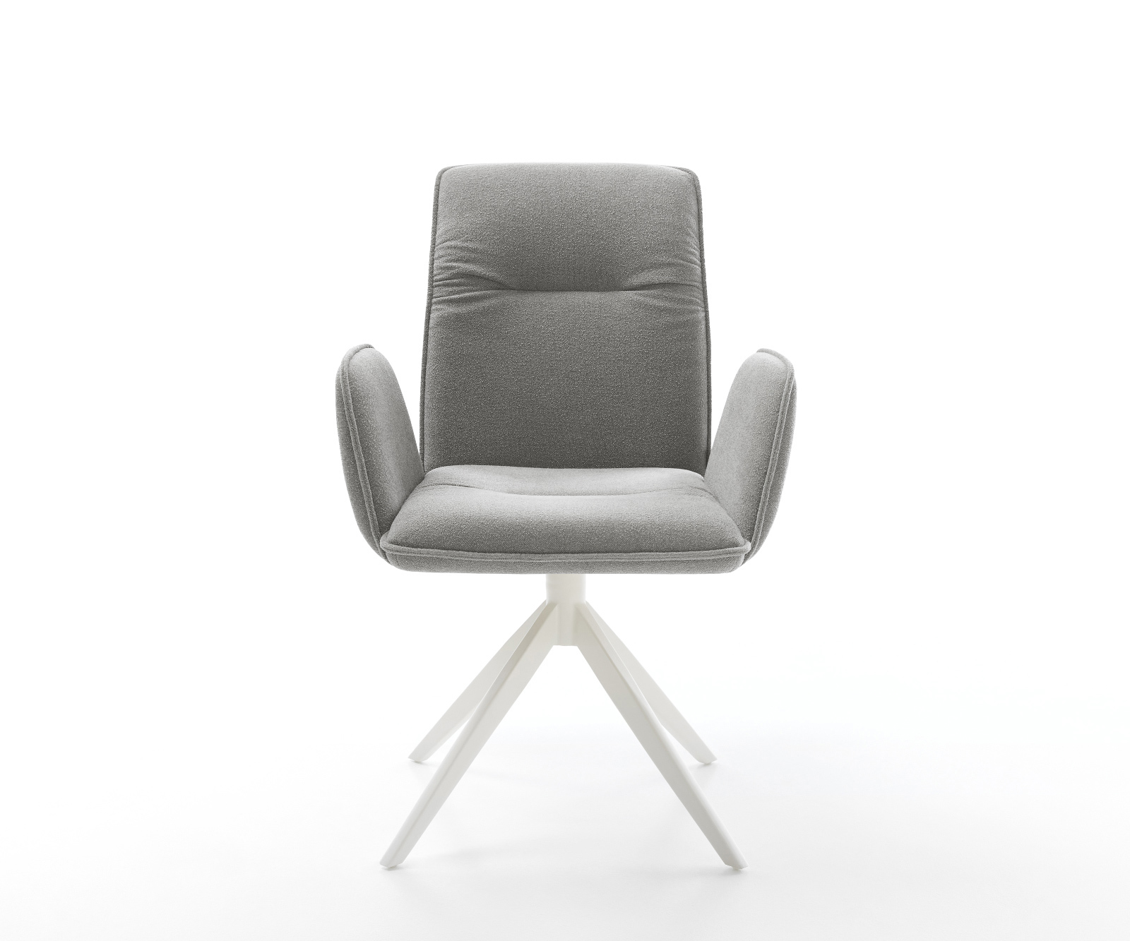 Jedálenská stolička Vinja-Flex štruktúrovaná látka mäkký sivá krížová podstava široká biela 360° otočný hojdacia funkcia - Image 2