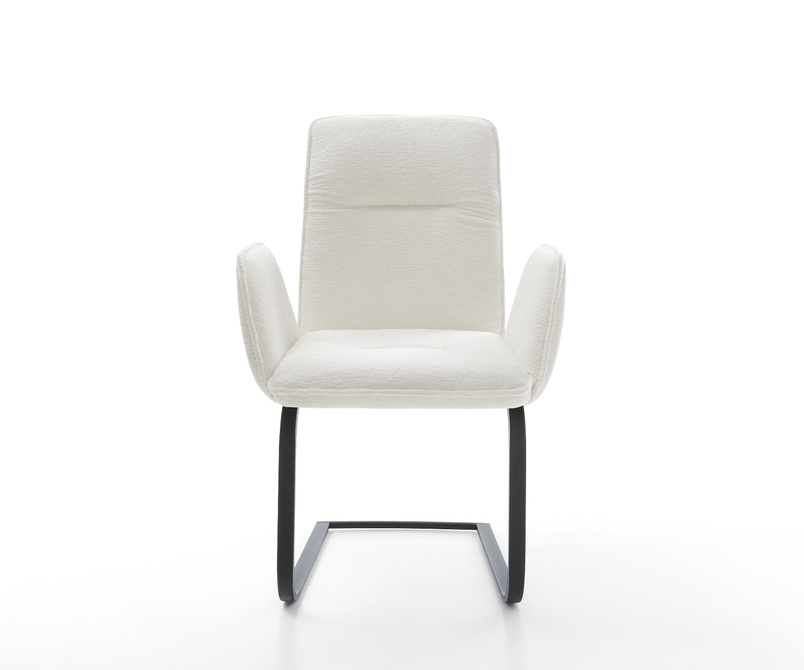 Konzolová jedálenská stolička Vinja-Flex bouclé mäkký béžová konzolová jedálenská stolička plochá čierna - Image 2