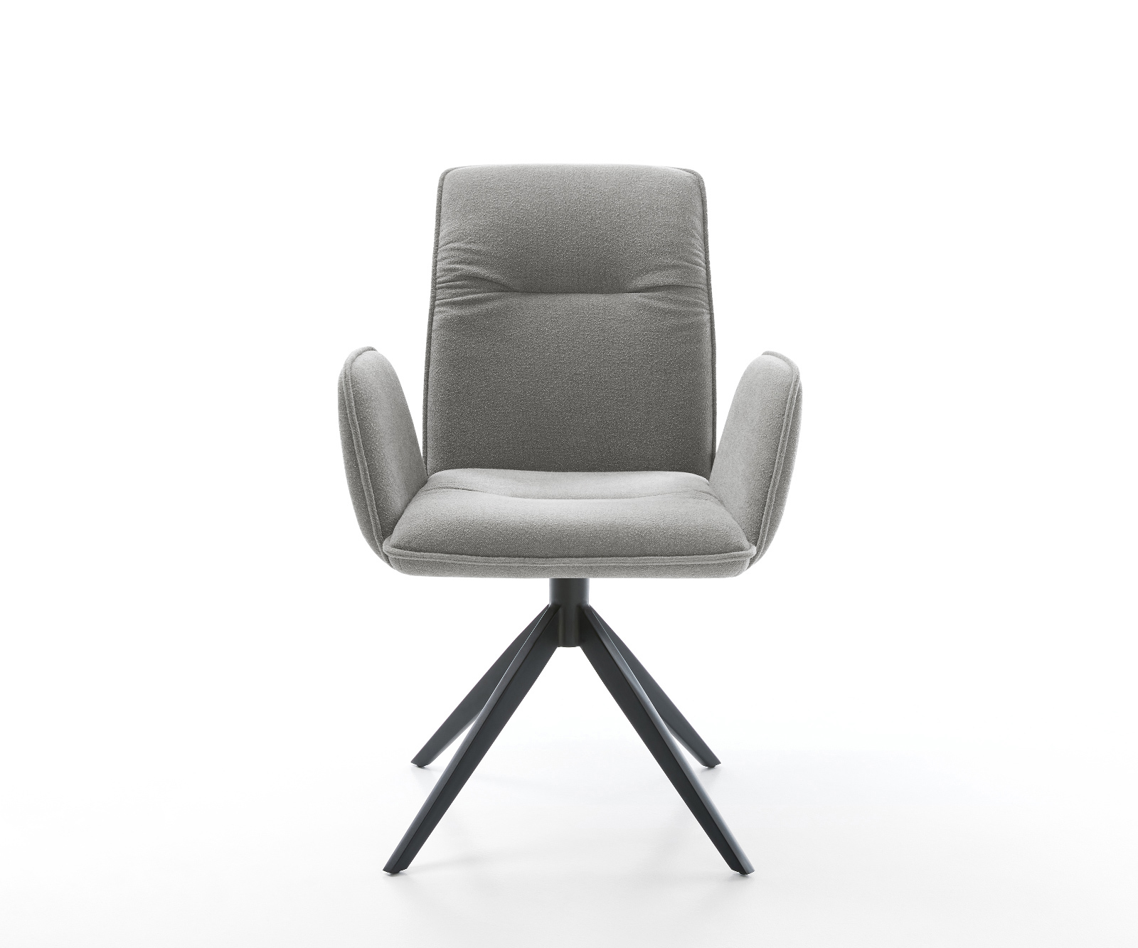 Jedálenská stolička Vinja-Flex texturovaná látka mäkký sivá krížová podstava široká čierna 360° otočný hojdacia funkcia - Image 2