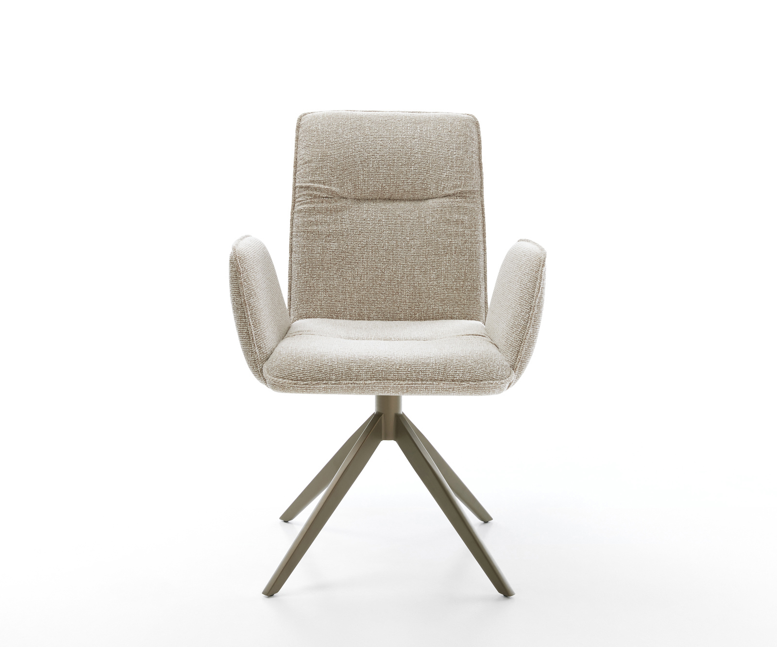 Jedálenská stolička Vinja-Flex tkanina mäkká béžová krížová podstava široká titánová farba 360° otočný hojdacia funkcia - Image 2