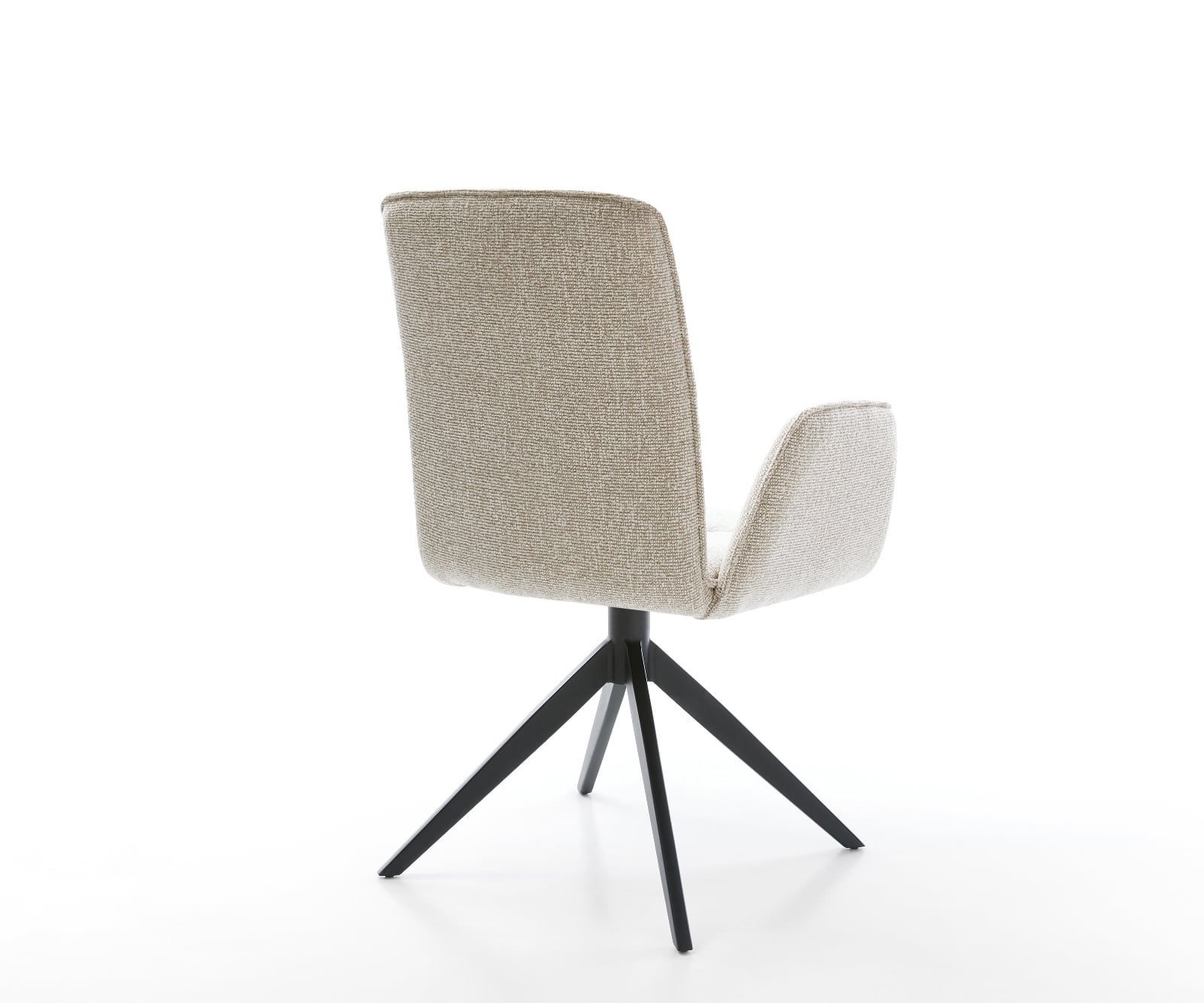 Jedálenská stolička Vinja-Flex tkanina mäkká béžová krížová podstava široká čierna 360° otočná hojdacia funkcia - Image 5