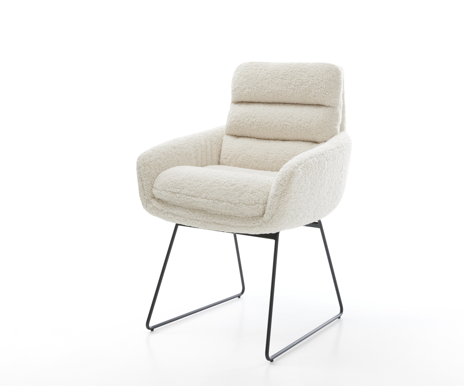 Jedálenská stolička Abelia-Flex s opierkami teddy látka béžová tenká podstava čierna