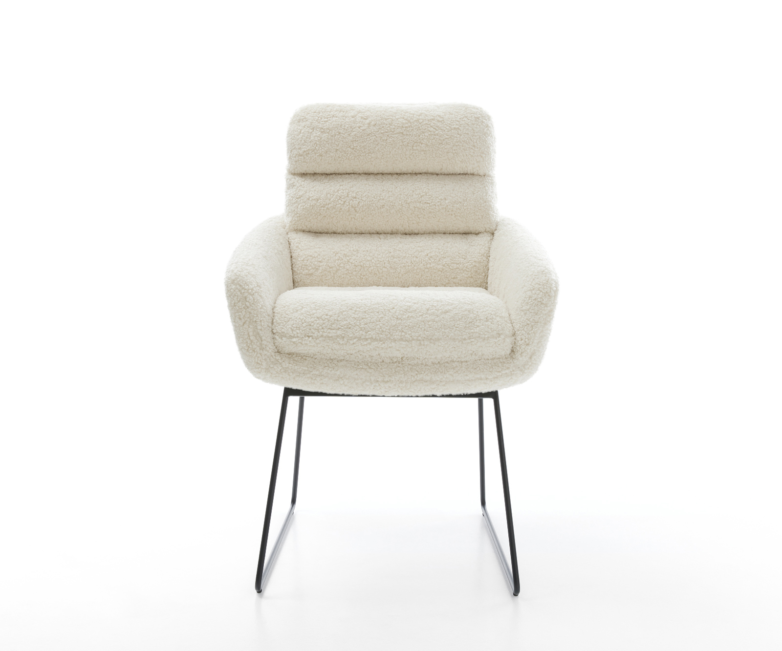 Jedálenská stolička Abelia-Flex s opierkami teddy látka béžová tenká podstava čierna - Image 2