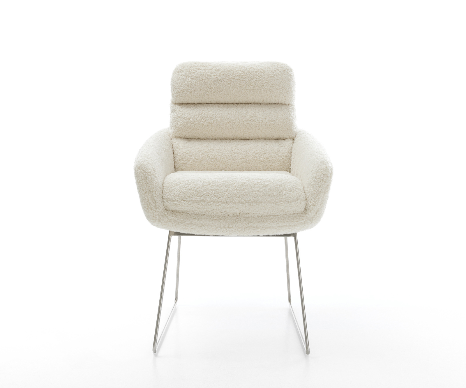 Jedálenská stolička Abelia-Flex s opierkami teddy látka béžová tenká podstava nerezová oceľ - Image 2