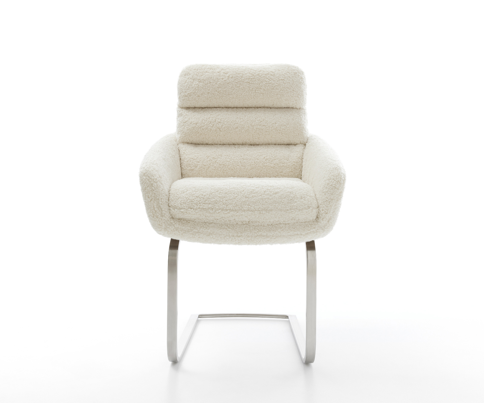 Konzolová jedálenská stolička Abelia-Flex s opierkami teddy látka béžová plochý konzolová podstava nerezová oceľ - Image 2