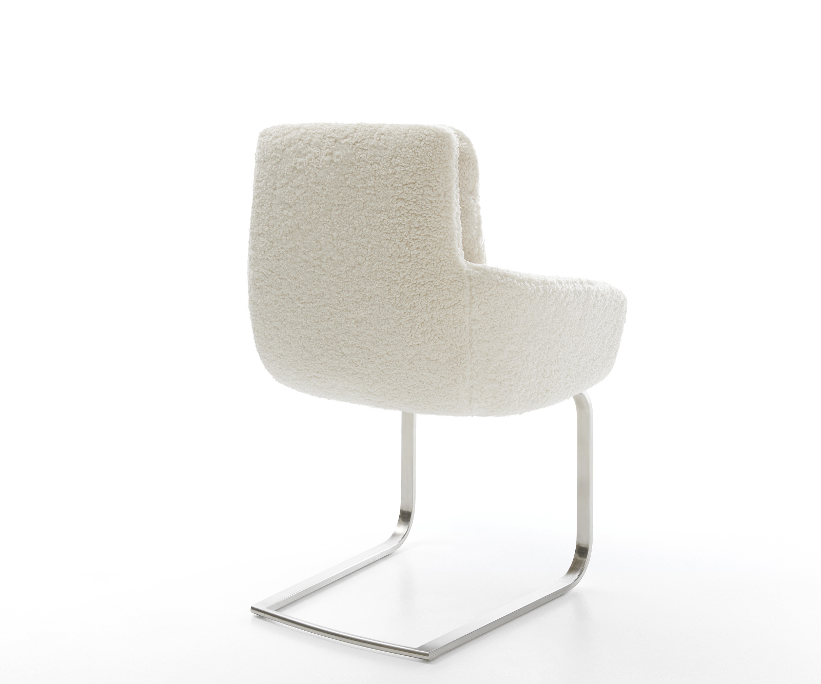 Konzolová jedálenská stolička Abelia-Flex s opierkami teddy látka béžová plochý konzolová podstava nerezová oceľ - Image 5