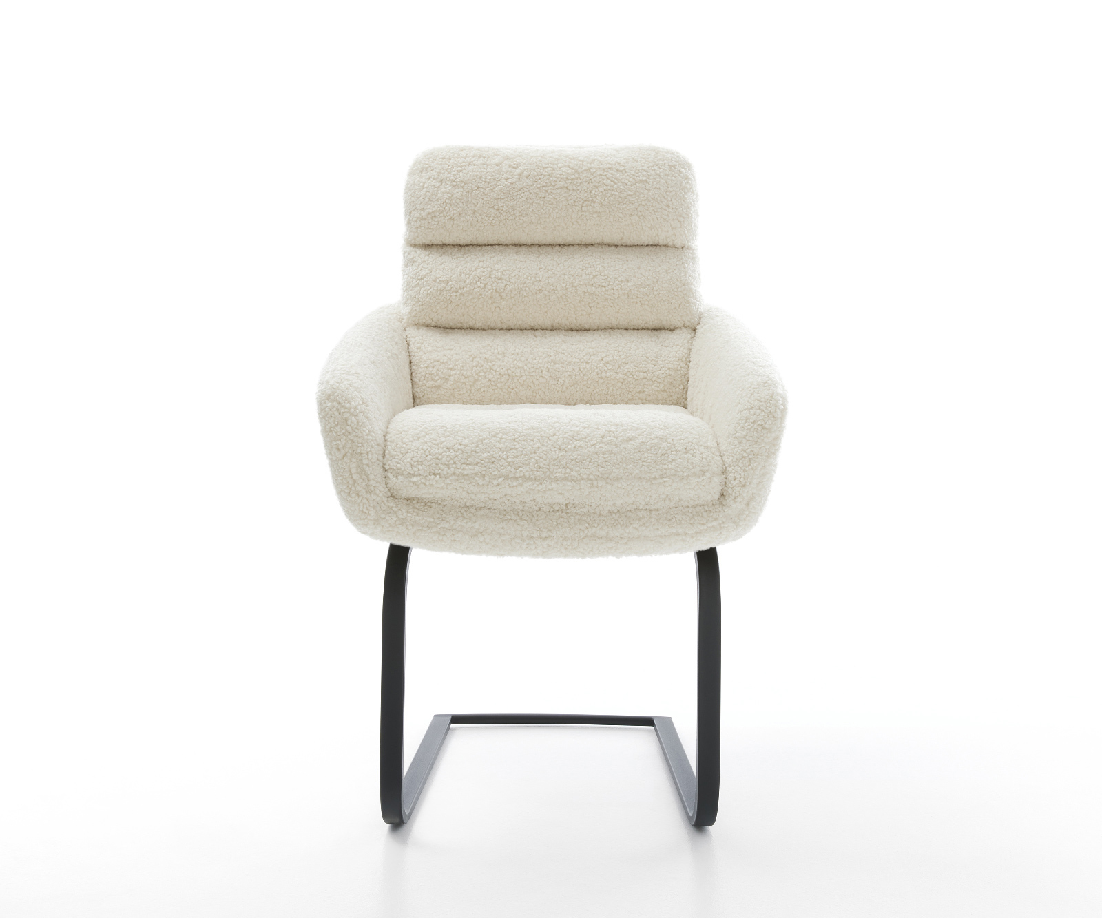 Konzolová podstava Abelia-Flex s opierkami teddy látka béžová konzolová podstava plochá čierna - Image 2