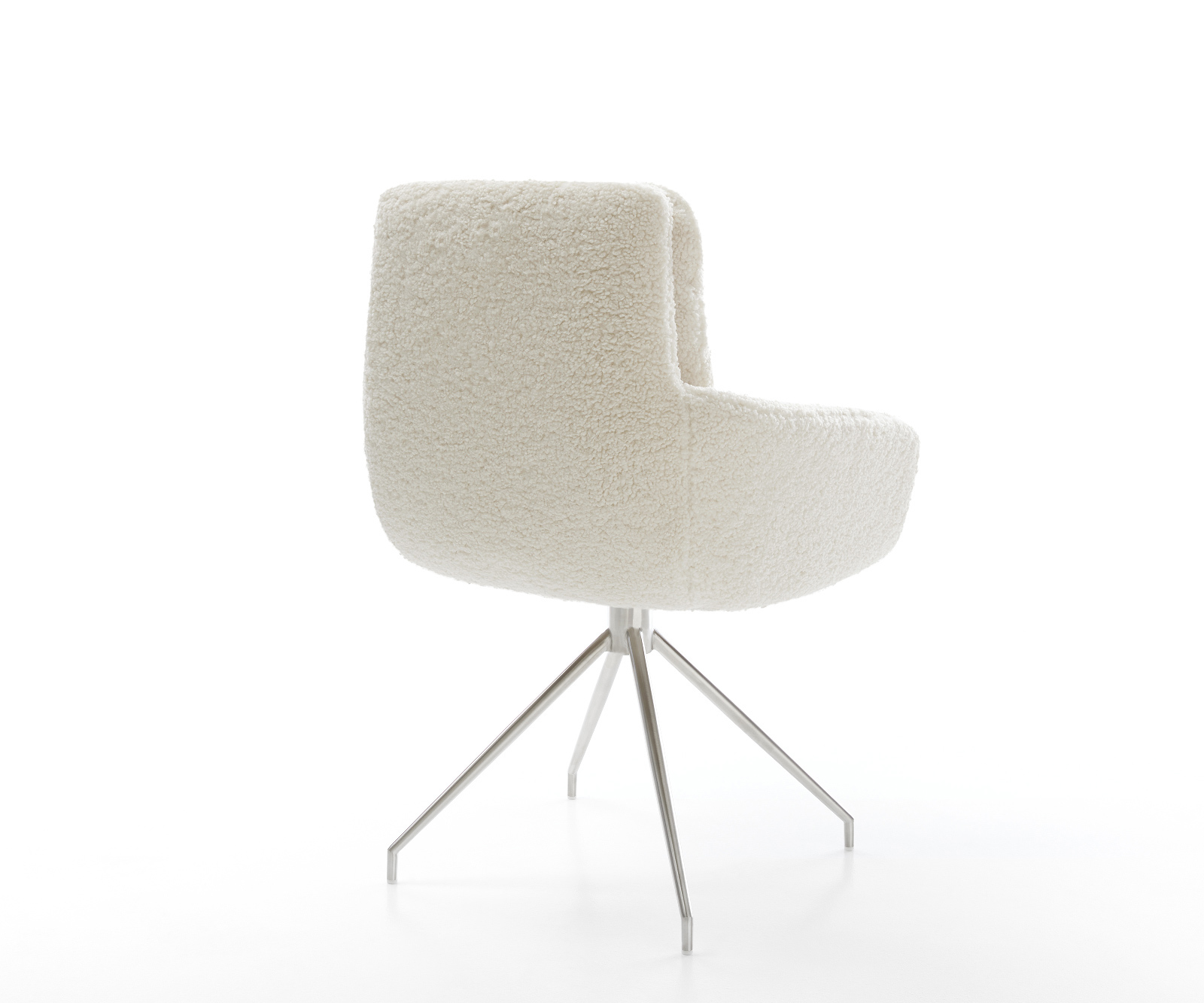 Jedálenská stolička Abelia-Flex s opierkami teddy látka béžová krížová podstava zúžená nerezová oceľ - Image 5