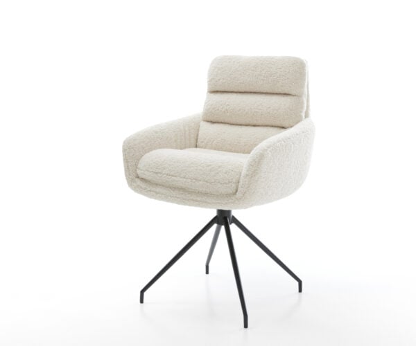 Jedálenská stolička Abelia-Flex s opierkami teddy látka béžová krížová podstava zúžená čierna