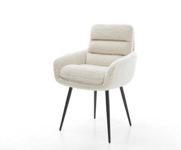 Jedálenská stolička Abelia-Flex s opierkami teddy látka béžová 4-nohá zúžená čierna