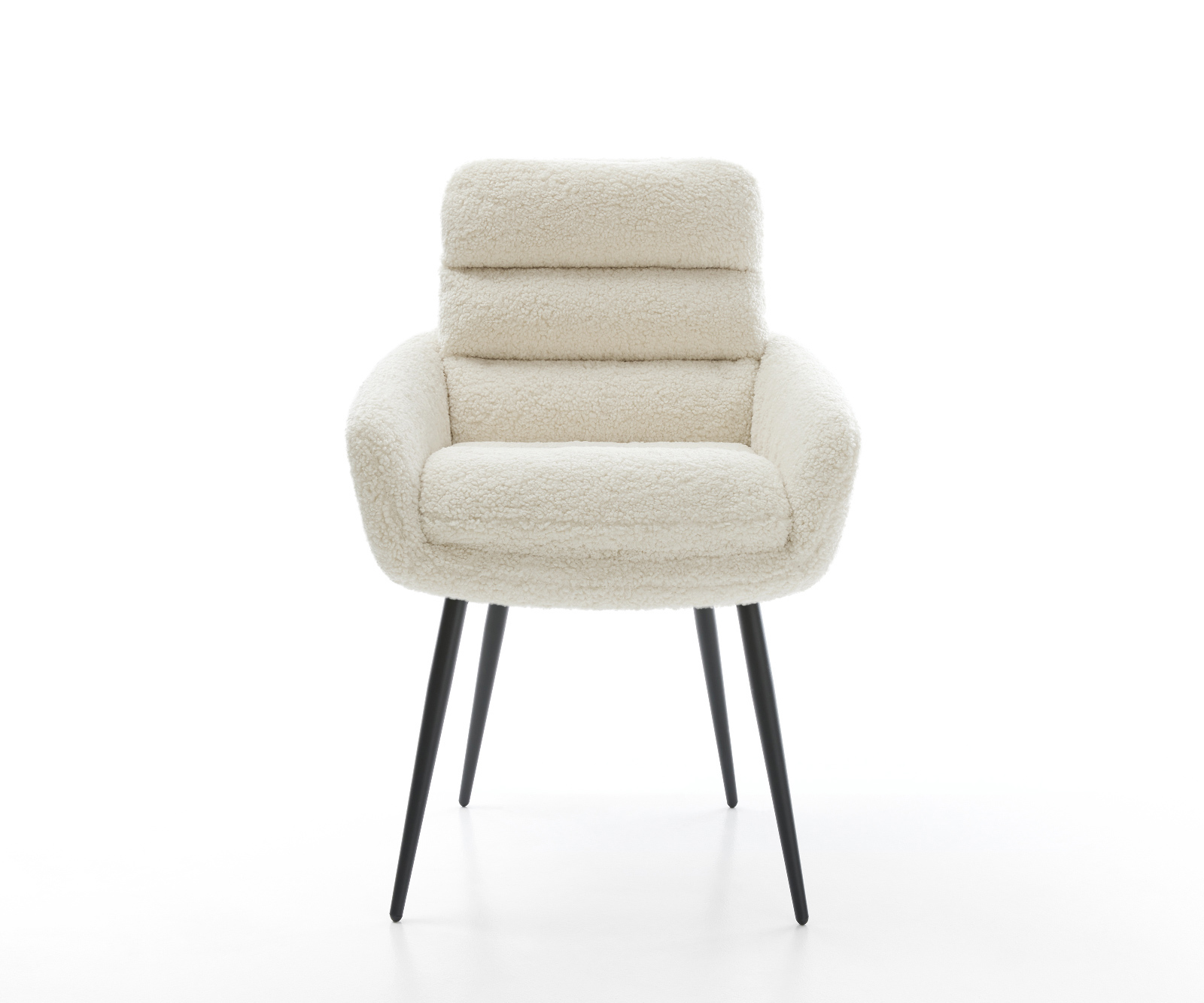 Jedálenská stolička Abelia-Flex s opierkami teddy látka béžová 4-nohá zúžená čierna - Image 2