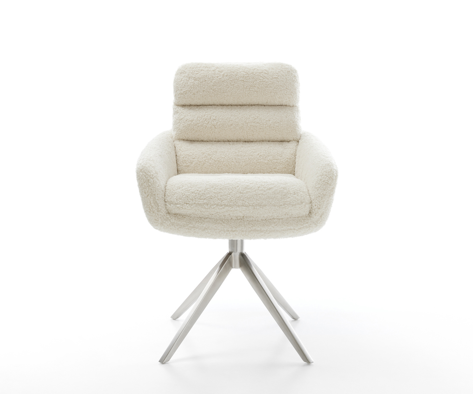 Jedálenská stolička Abelia-Flex s opierkami teddy látka béžová krížová podstava široká nerezová oceľ otočný o 360° s hojdacou funkciou - Image 2