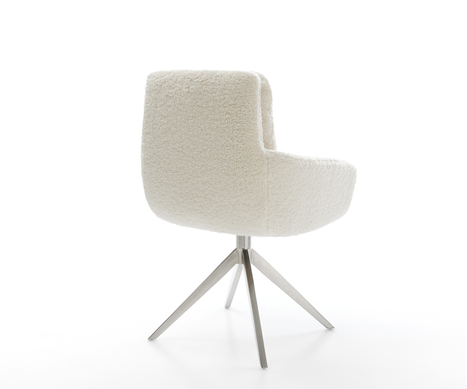 Jedálenská stolička Abelia-Flex s opierkami teddy látka béžová krížová podstava široká nerezová oceľ otočný o 360° s hojdacou funkciou - Image 5