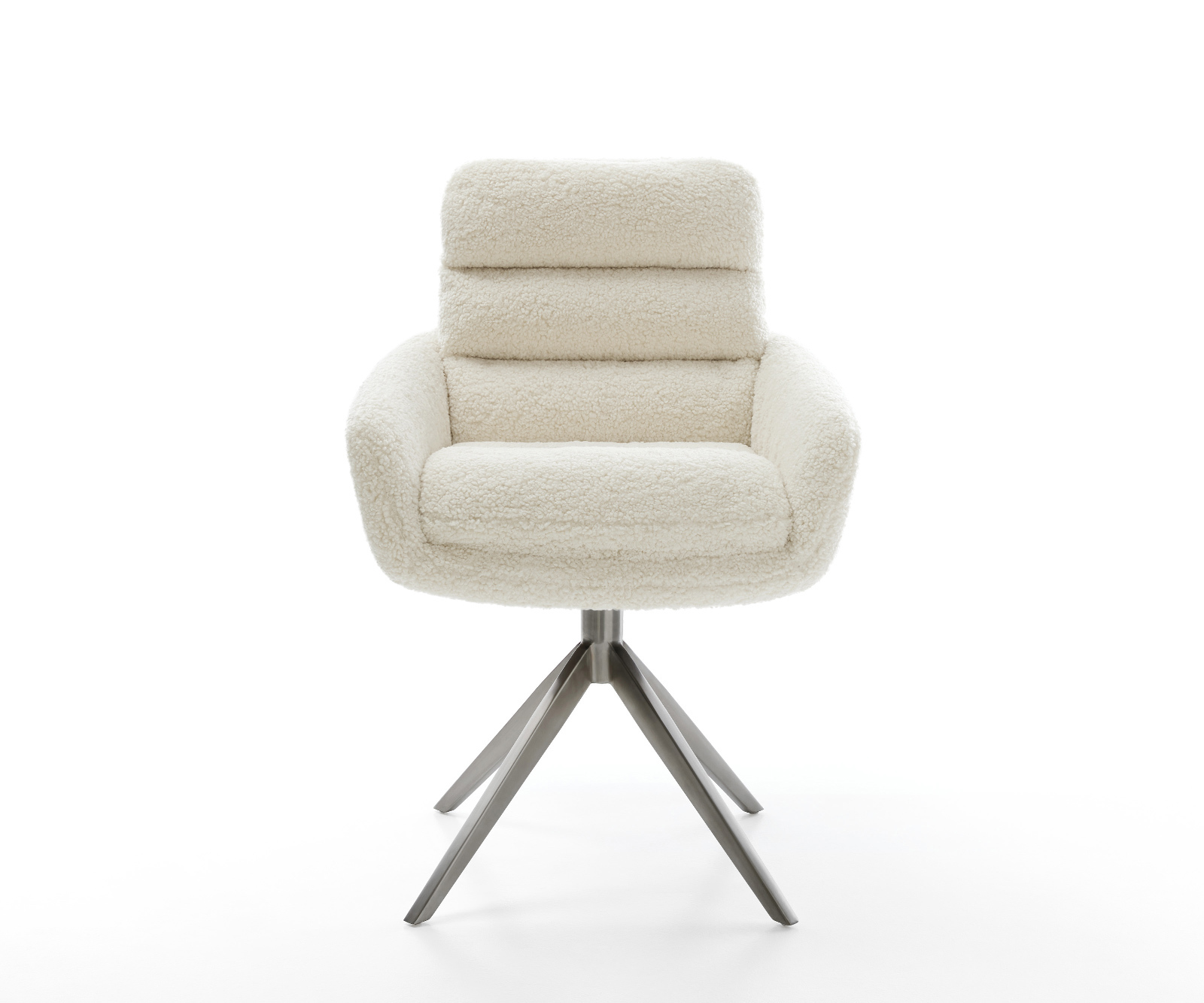 Jedálenská stolička Abelia-Flex s opierkami teddy látka béžová krížová podstava široká grafitová 360° otočná hojdacia funkcia - Image 2