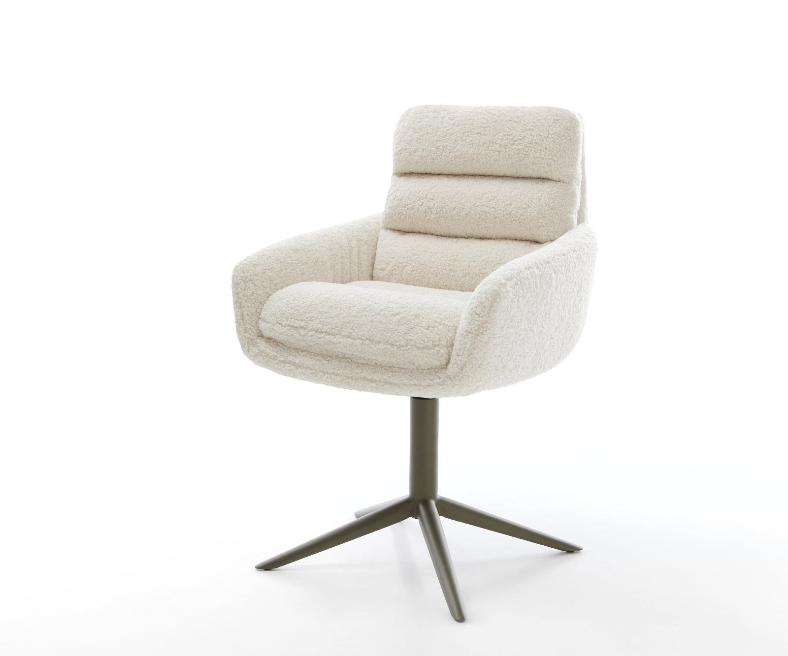 Jedálenská stolička Abelia-Flex s opierkami tkanina teddy béžová krížová podstava titánová farba 360° otočný hojdacia funkcia