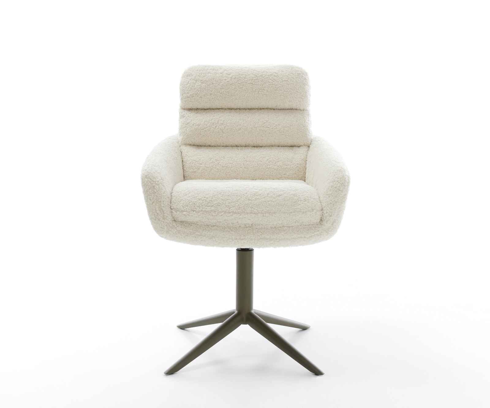 Jedálenská stolička Abelia-Flex s opierkami tkanina teddy béžová krížová podstava titánová farba 360° otočný hojdacia funkcia - Image 2