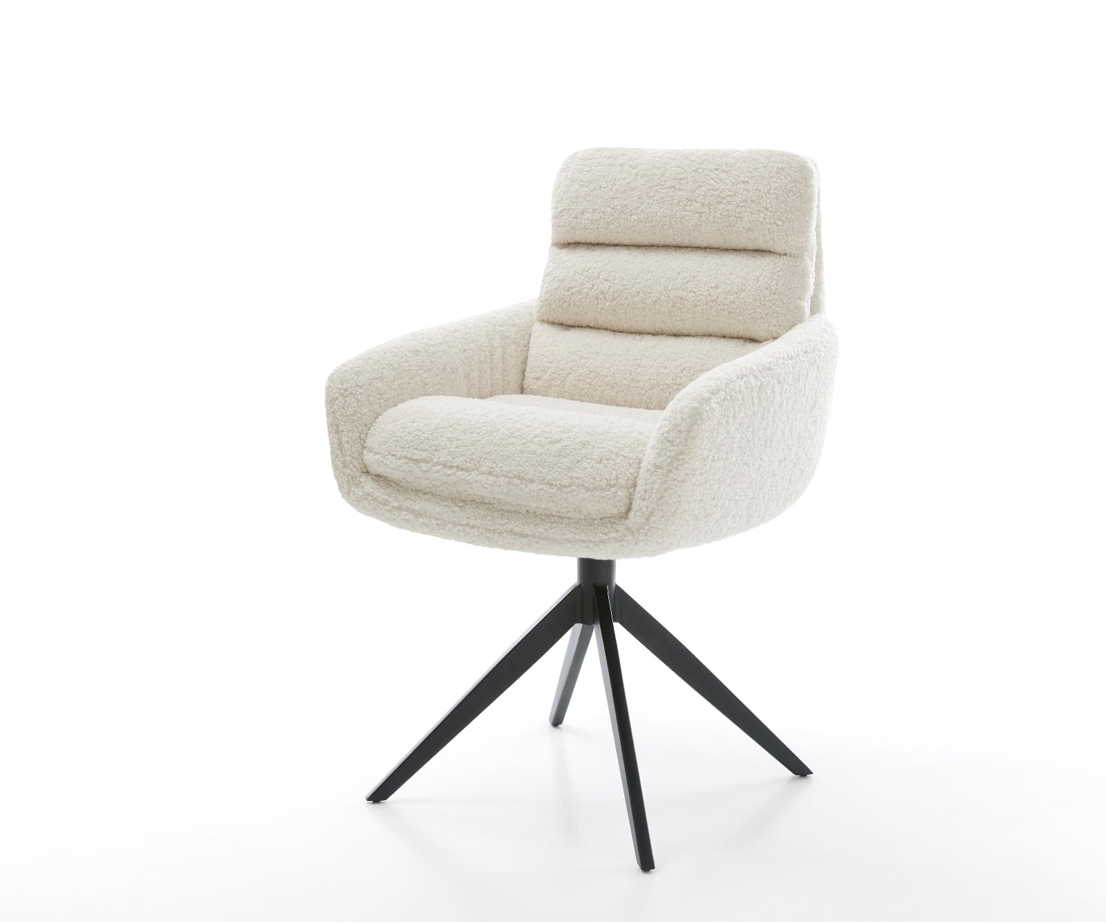 Jedálenská stolička Abelia-Flex s opierkami teddy látka béžová krížová podstava široká čierna 360° otočný hojdacia funkcia