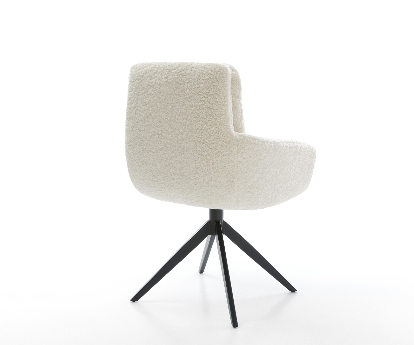 Jedálenská stolička Abelia-Flex s opierkami teddy látka béžová krížová podstava široká čierna 360° otočný hojdacia funkcia - Image 5