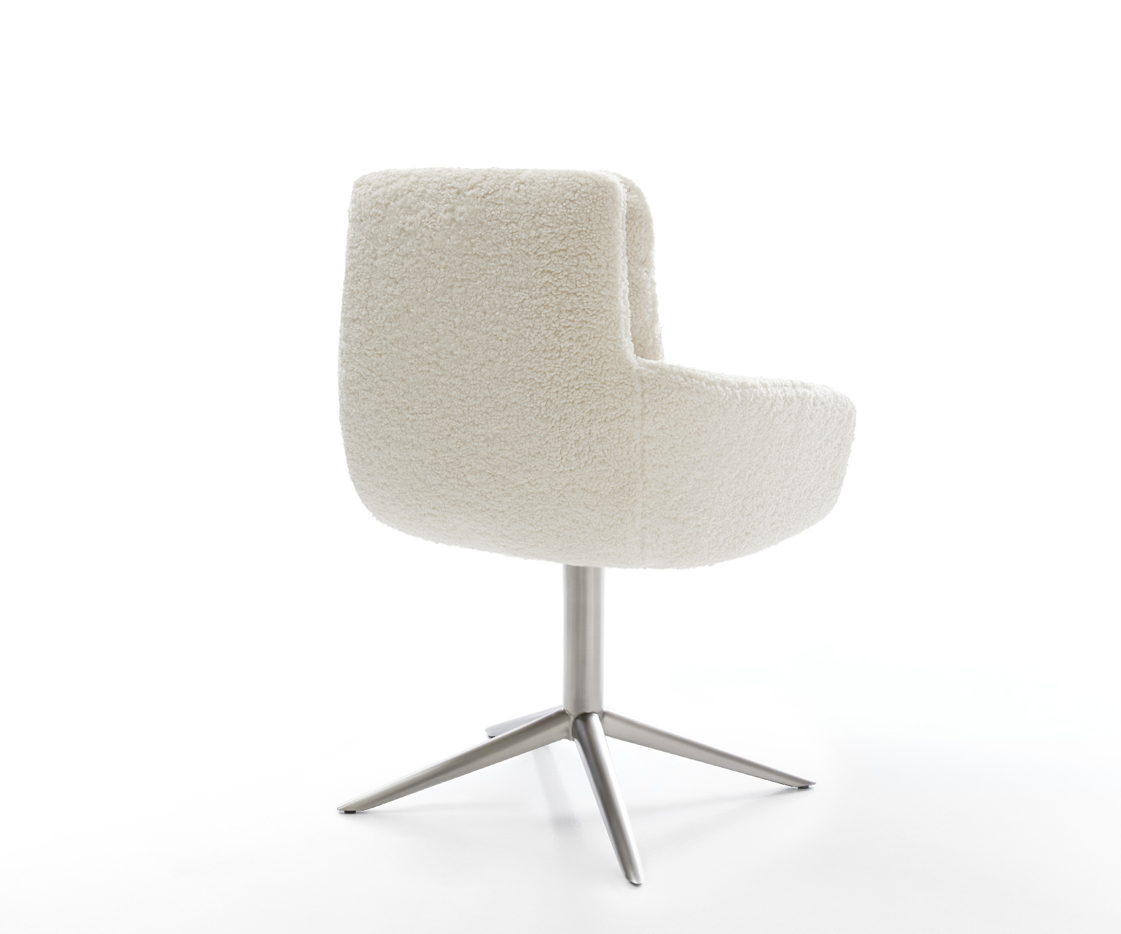 Jedálenská stolička Abelia-Flex s opierkami teddy látka béžová krížová podstava nerezová oceľ 360° otočný hojdacia funkcia - Image 5