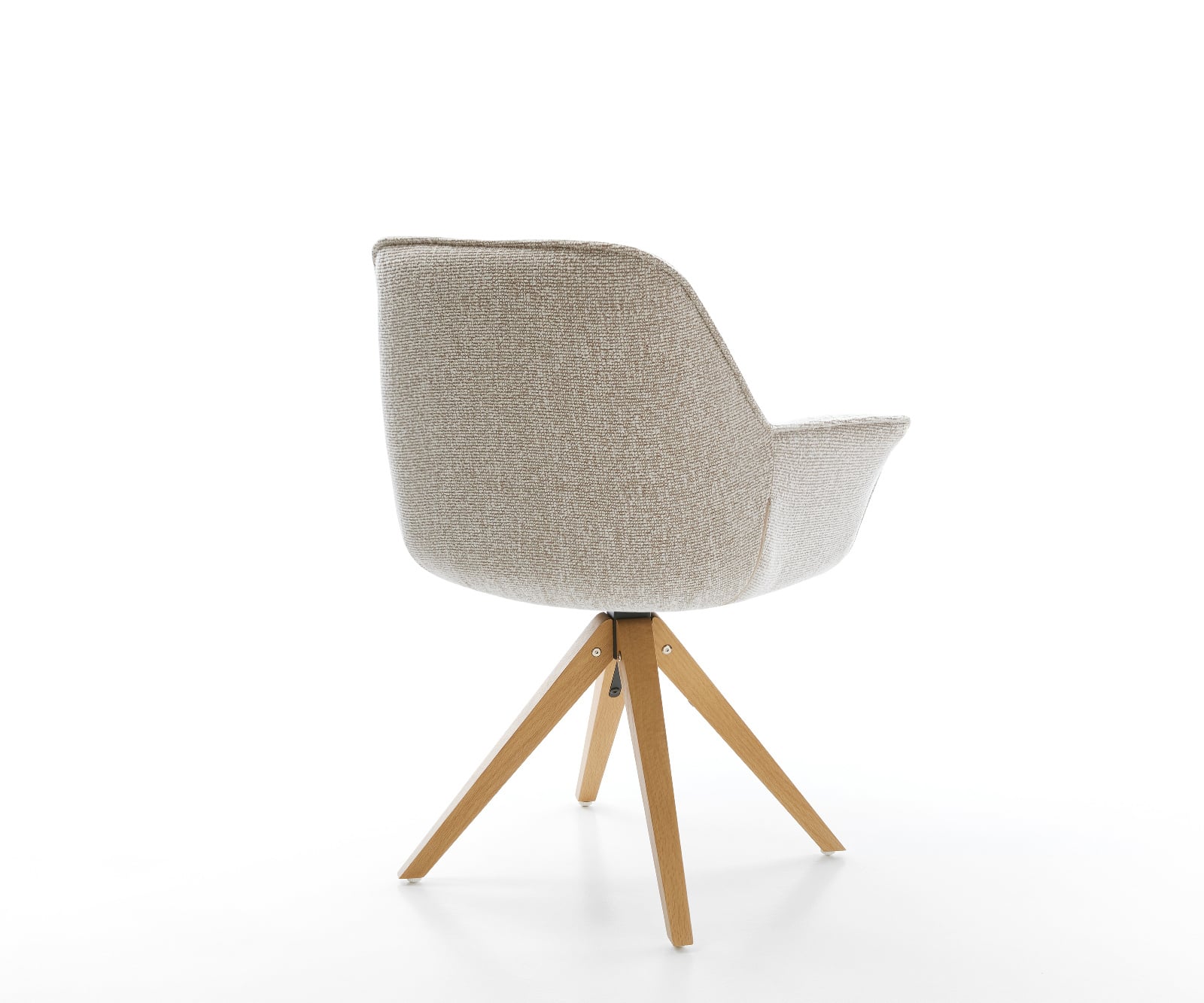 Jedálenská stolička Keila-Flex s opierkami tkanina mäkký béžová drevená podstava hranatá prírodná 180° otočný - Image 5