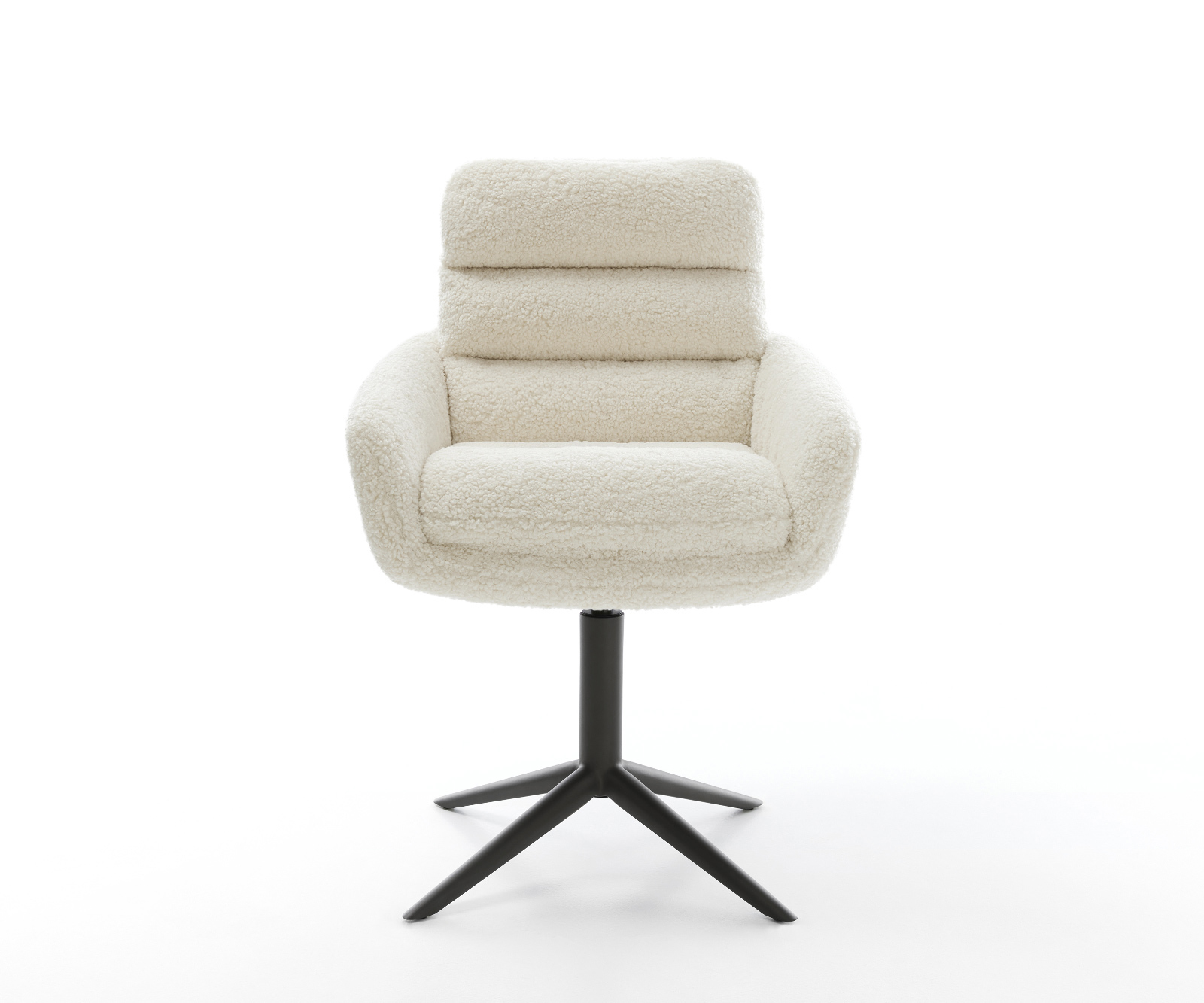 Jedálenská stolička Abelia-Flex s opierkami teddy látka béžová krížová podstava čierna 360° otočný hojdacia funkcia - Image 2