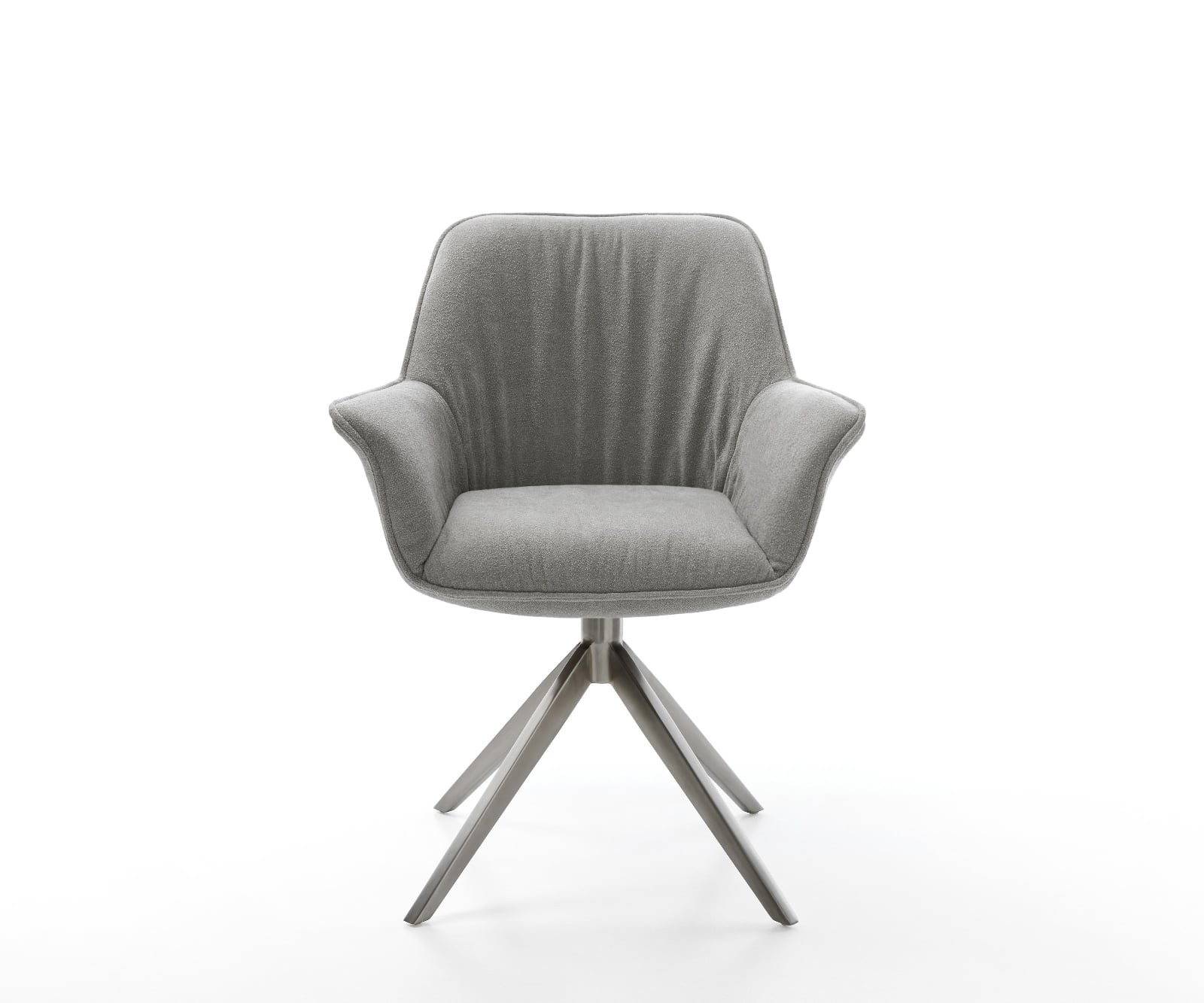 Jedálenská stolička Keila-Flex s opierkami texturovaná látka mäkká sivá krížová podstava široká grafitová otočný o 360° hojdacia funkcia - Image 2