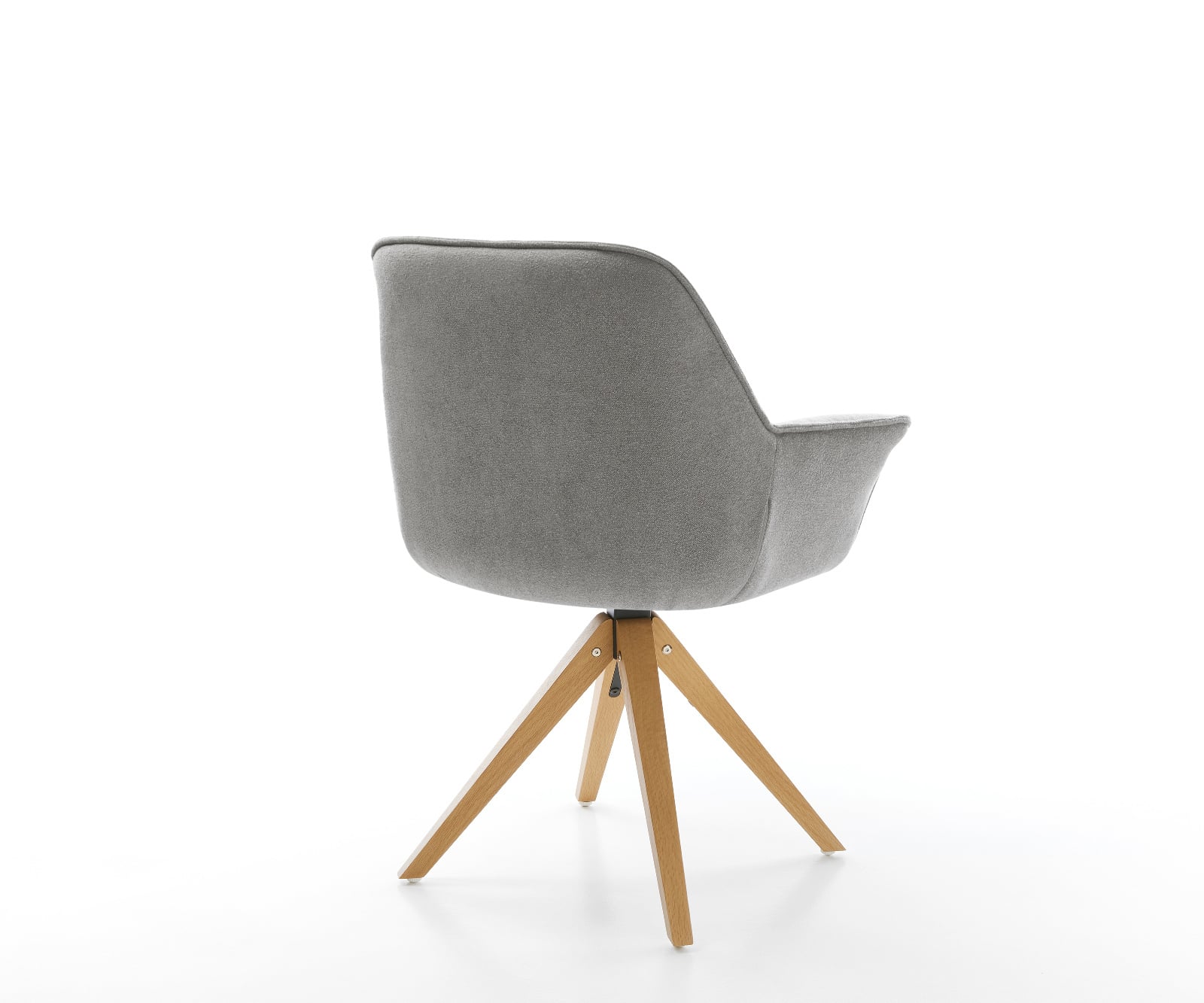 Jedálenská stolička Keila-Flex s opierkami texturovaná látka mäkká sivá drevená podstava hranatá prírodná 180° otočný - Image 5