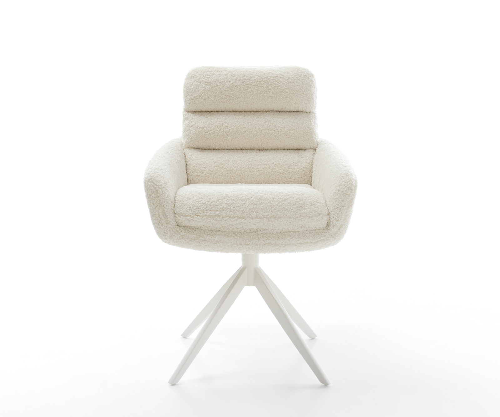 Jedálenská stolička Abelia-Flex s opierkami teddy látka béžová krížová podstava široká biela 360° otočná hojdacia funkcia - Image 2