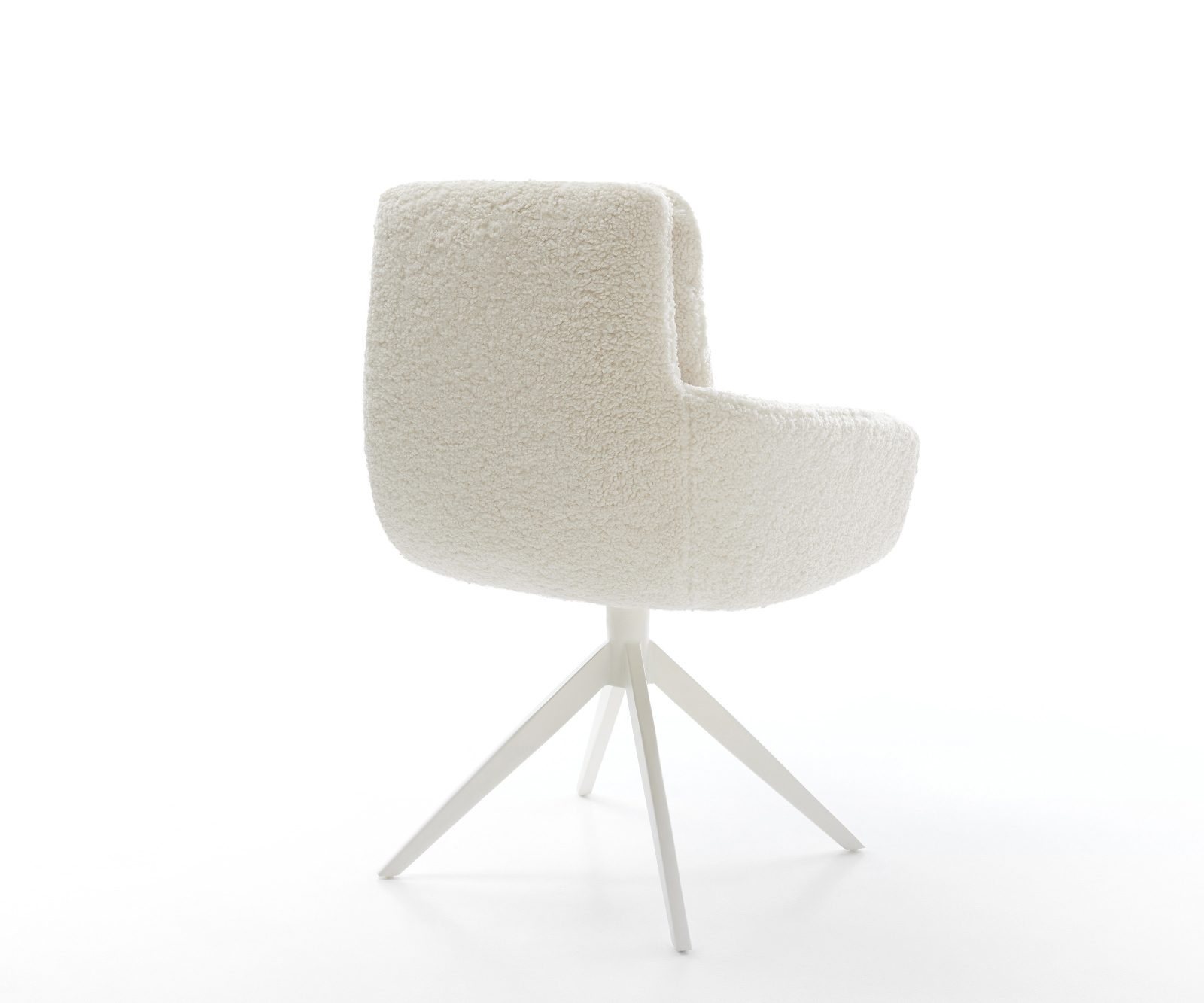 Jedálenská stolička Abelia-Flex s opierkami teddy látka béžová krížová podstava široká biela 360° otočná hojdacia funkcia - Image 5