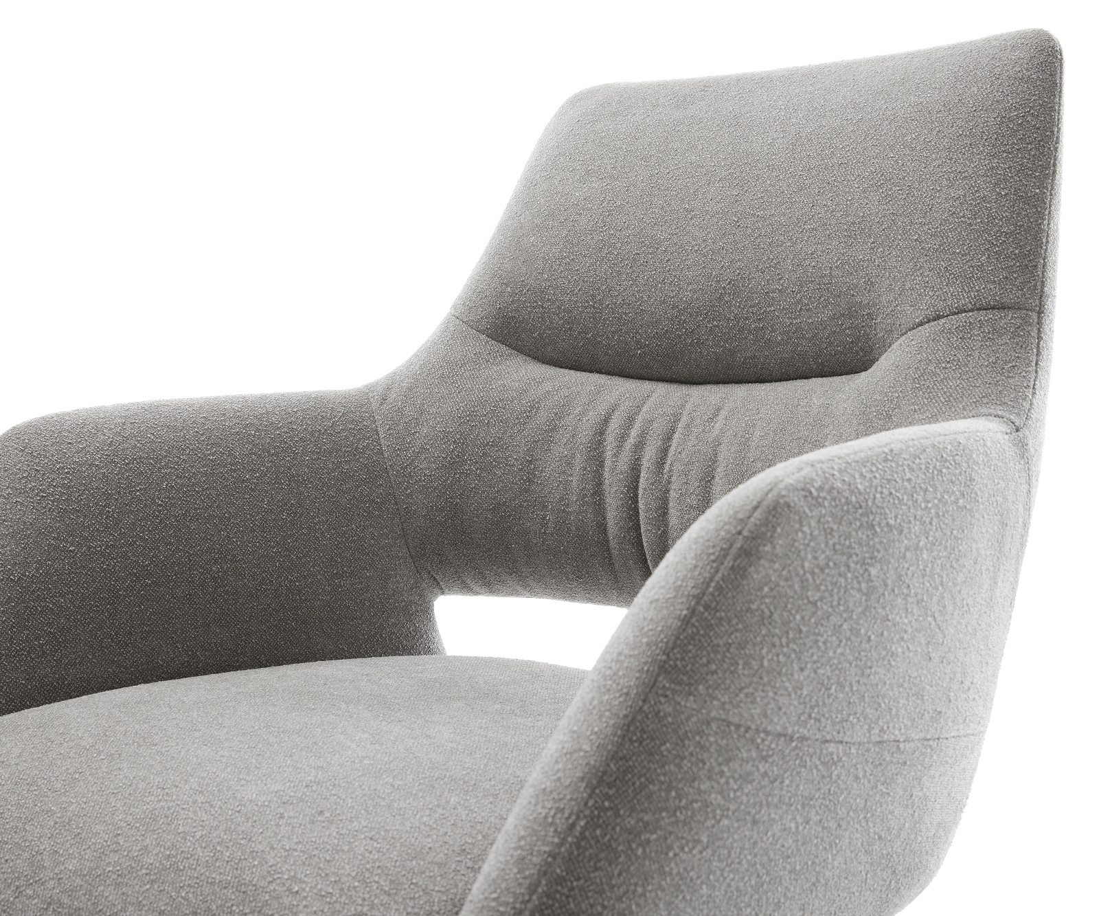 Jedálenská stolička Yago-Flex s opierkami texturovaná látka mäkký sivá tenká podstava nerezová oceľ vrecková pružina - Image 4