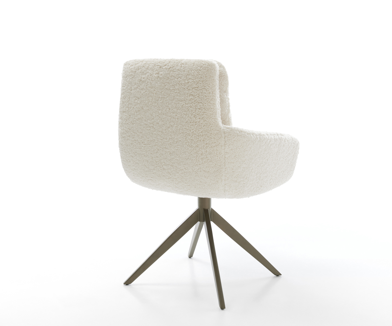 Jedálenská stolička Abelia-Flex s opierkami teddy látka béžová krížová podstava široká titánová farba 360° otočný kolískacia funkcia - Image 5