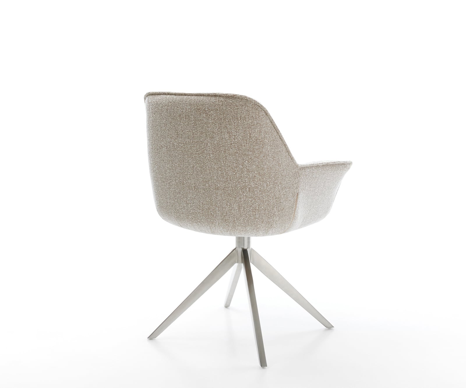 Jedálenská stolička Keila-Flex s opierkami tkanina mäkká béžová krížová podstava široká nerezová oceľ otočný 360° hojdacia funkcia - Image 5