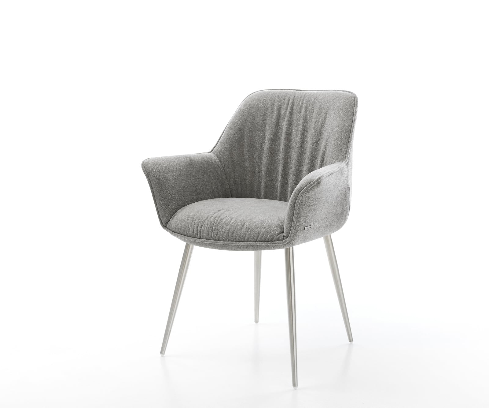 Jedálenská stolička Keila-Flex so opierkami texturovaná látka mäkký sivá 4-nohá zúžená nerezová oceľ