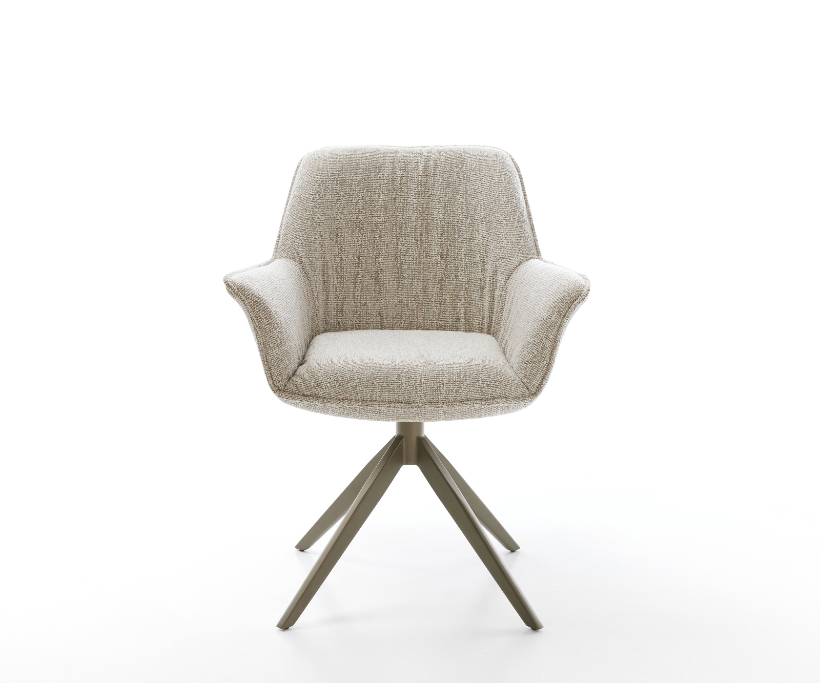 Jedálenská stolička Keila-Flex s opierkami tkanina mäkký béžová krížová podstava široká titánová farba 360° otočný hojdacia funkcia - Image 2