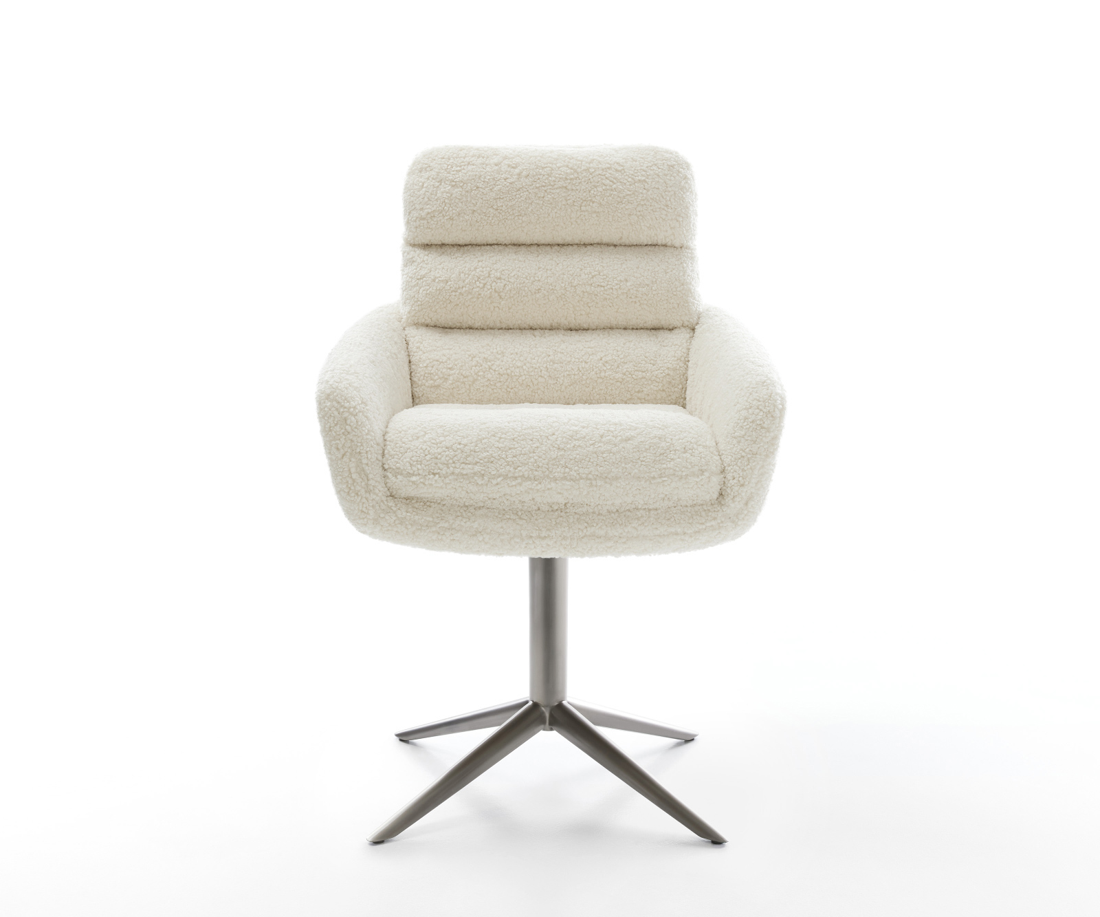 Jedálenská stolička Abelia-Flex s opierkami teddy látka béžová krížová podstava grafitová 360° otočný hojdacia funkcia - Image 2