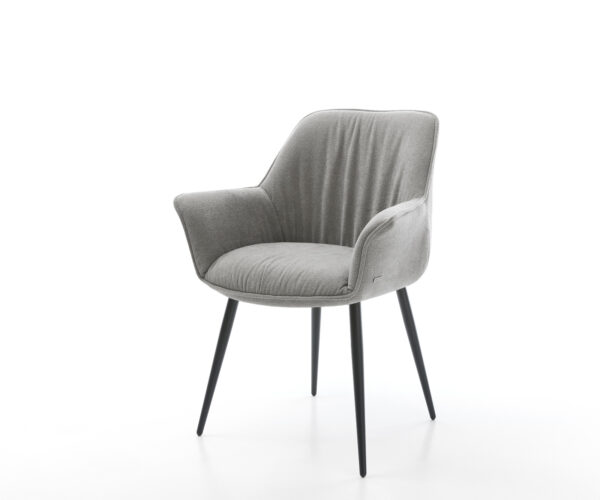 Jedálenská stolička Keila-Flex so opierkami texturovaná látka mäkký sivá 4-nohá zúžená čierna