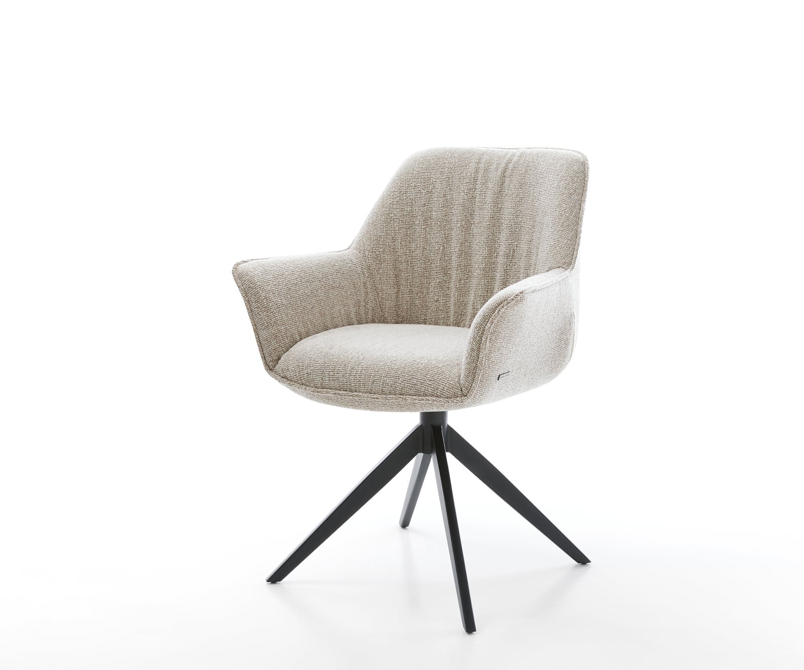 Jedálenská stolička Keila-Flex s opierkami tkanina mäkká béžová krížová podstava široká čierna otočný o 360° hojdacia funkcia