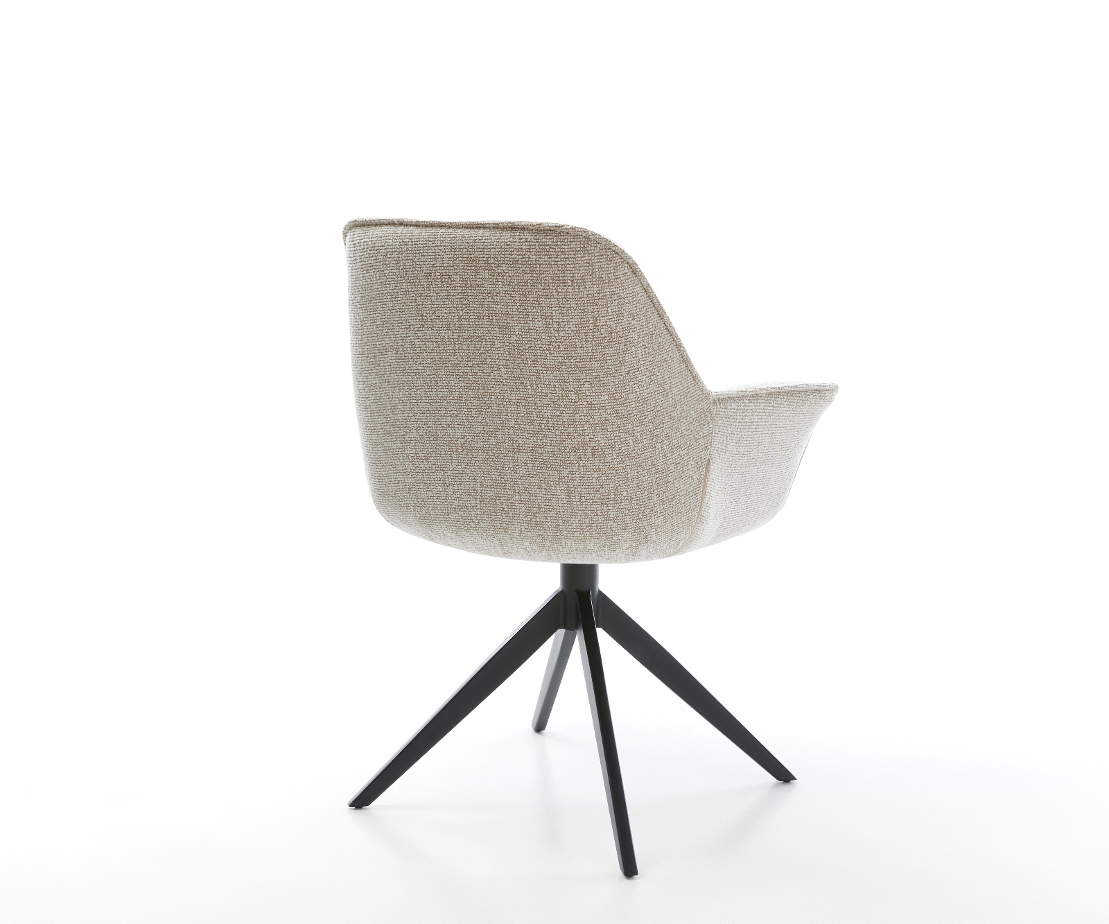 Jedálenská stolička Keila-Flex s opierkami tkanina mäkká béžová krížová podstava široká čierna otočný o 360° hojdacia funkcia - Image 5