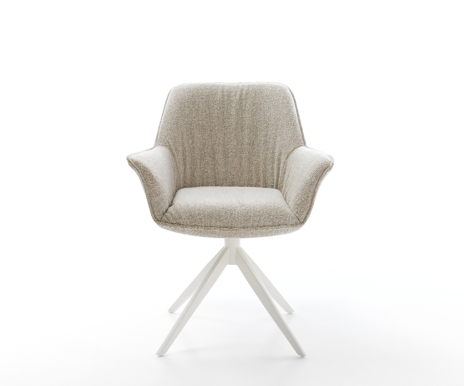 Jedálenská stolička Keila-Flex s opierkami tkanina mäkká béžová krížová podstava široká biela 360° otočný hojdacia funkcia - Image 2